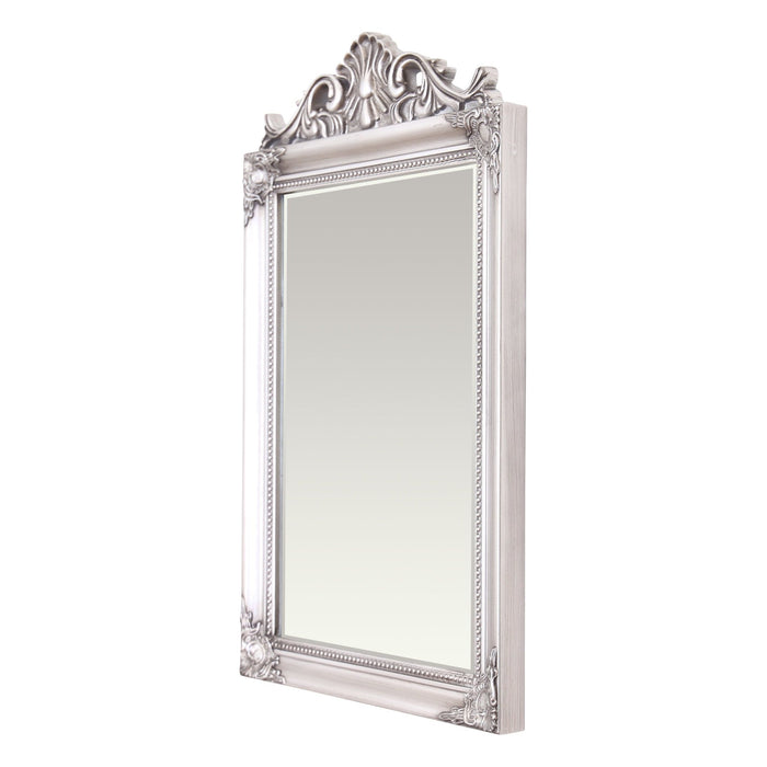Chloe French Crest Wall Mirror Antique Silver