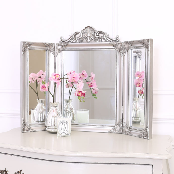 Ella Dressing Table Mirror Antique Silver