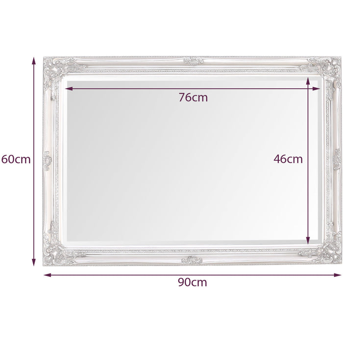 Rhone Wall Mirror 60x90cm Antique Silver