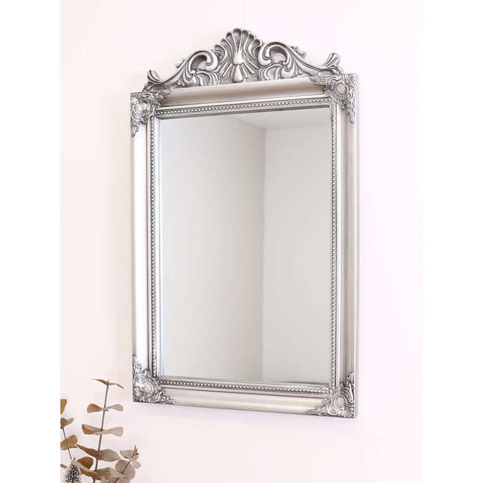 Chloe French Crest Wall Mirror Antique Silver