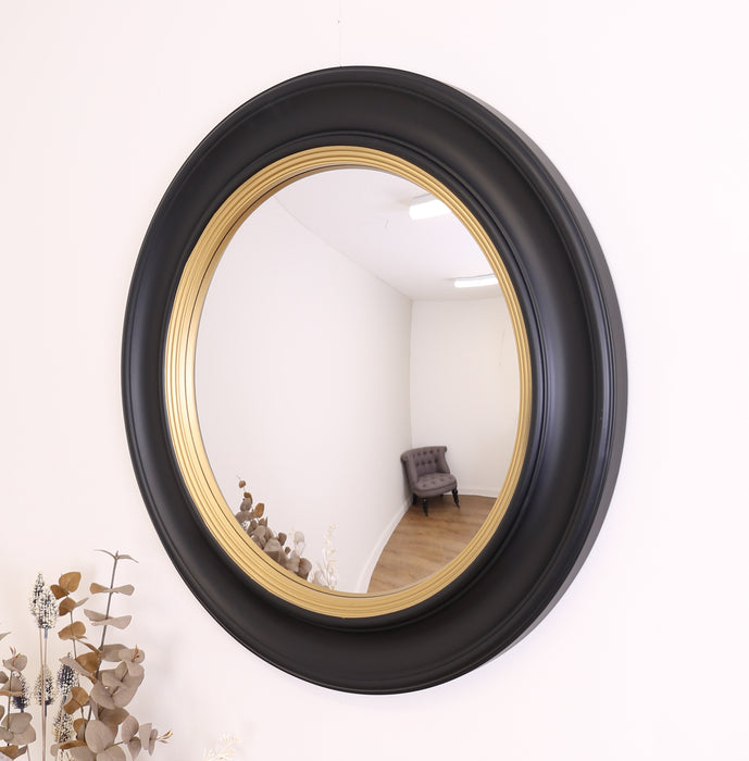 Noa Convex Round Mirror Black/Gold