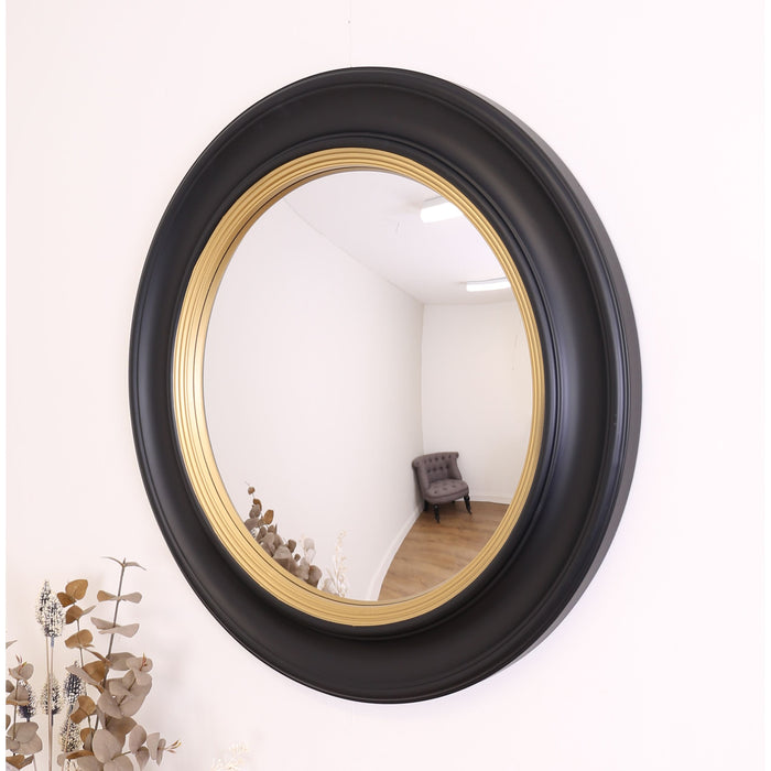 Noa Convex Round Mirror Black/Gold