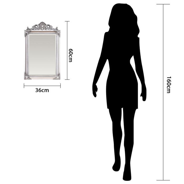 Chloe French Crest Wall Mirror Antique Silver