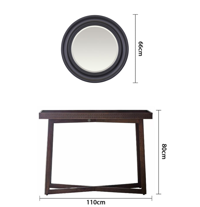 Noa Convex Round Mirror Black/Gold