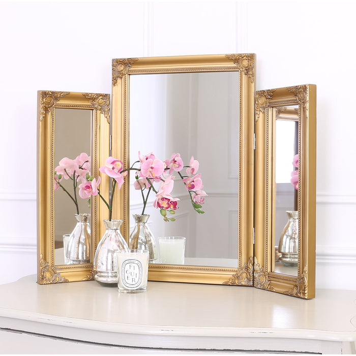 Lola Dressing Table Mirror Antique Gold